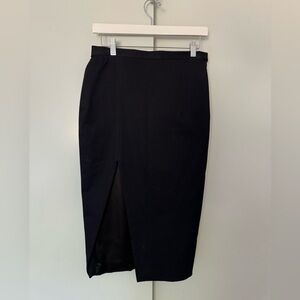 Ann-Sofie Back Black Pencil Skirt with Padded Back Pockets